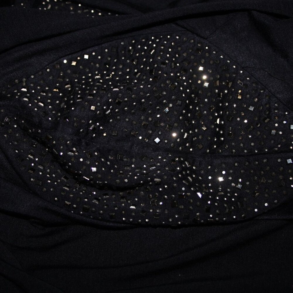 S Twelve $59 Sz M Navy Blue Gunmetal Studded Shoulders Collared Rayon Wrap - Picture 9 of 16